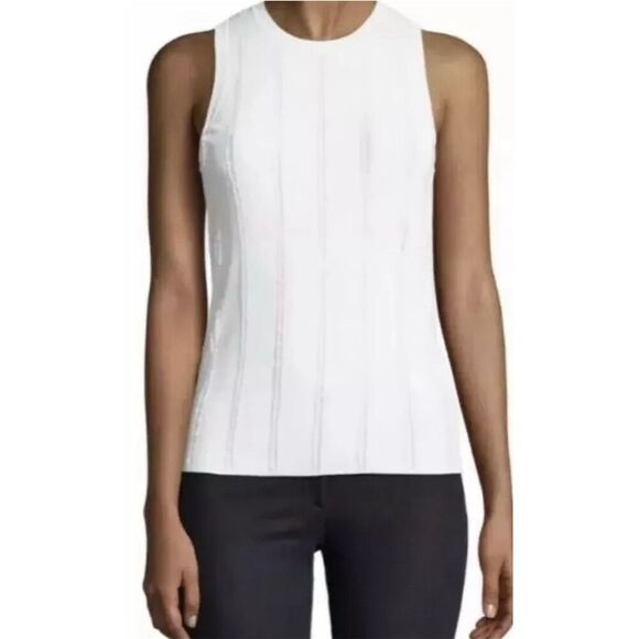 Theory Women's Fringe Shell Tank Top White Size Large Sleeveless - Picture 1 of 7